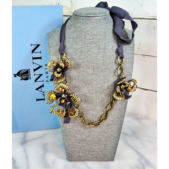 Lanvin Gold Plated Crystal Flower Necklace - Picture 6 of 10